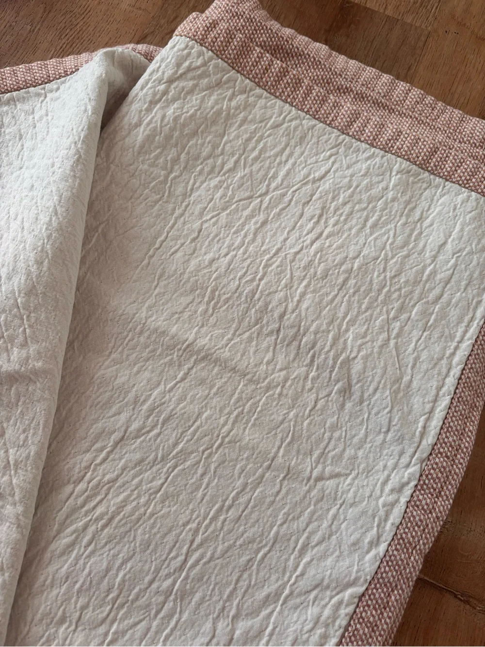 NWOT Piscatextil Portugal Premium Woven Cotton Throw Blanket Peach Cream